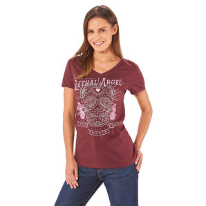 Lethal Angel Fearless Damen T-Shirt Bordeaux unter Freizeitbekleidung > T-Shirts & Poloshirt